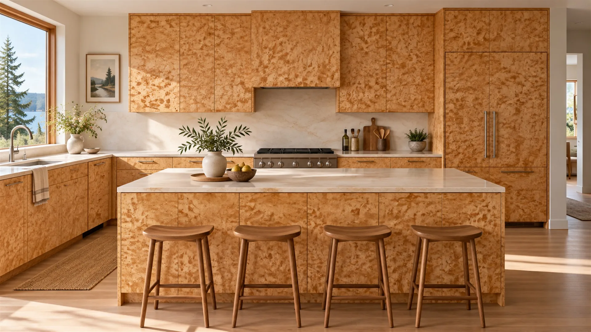 MOCKUP Kitchen / Cuisine · Bird’s-eye maple / Érable piqué · [PLACEHOLDER] Dimensions · [PLACEHOLDER] Finish / Fini